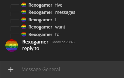 An example of a message replying to 5 other messages.